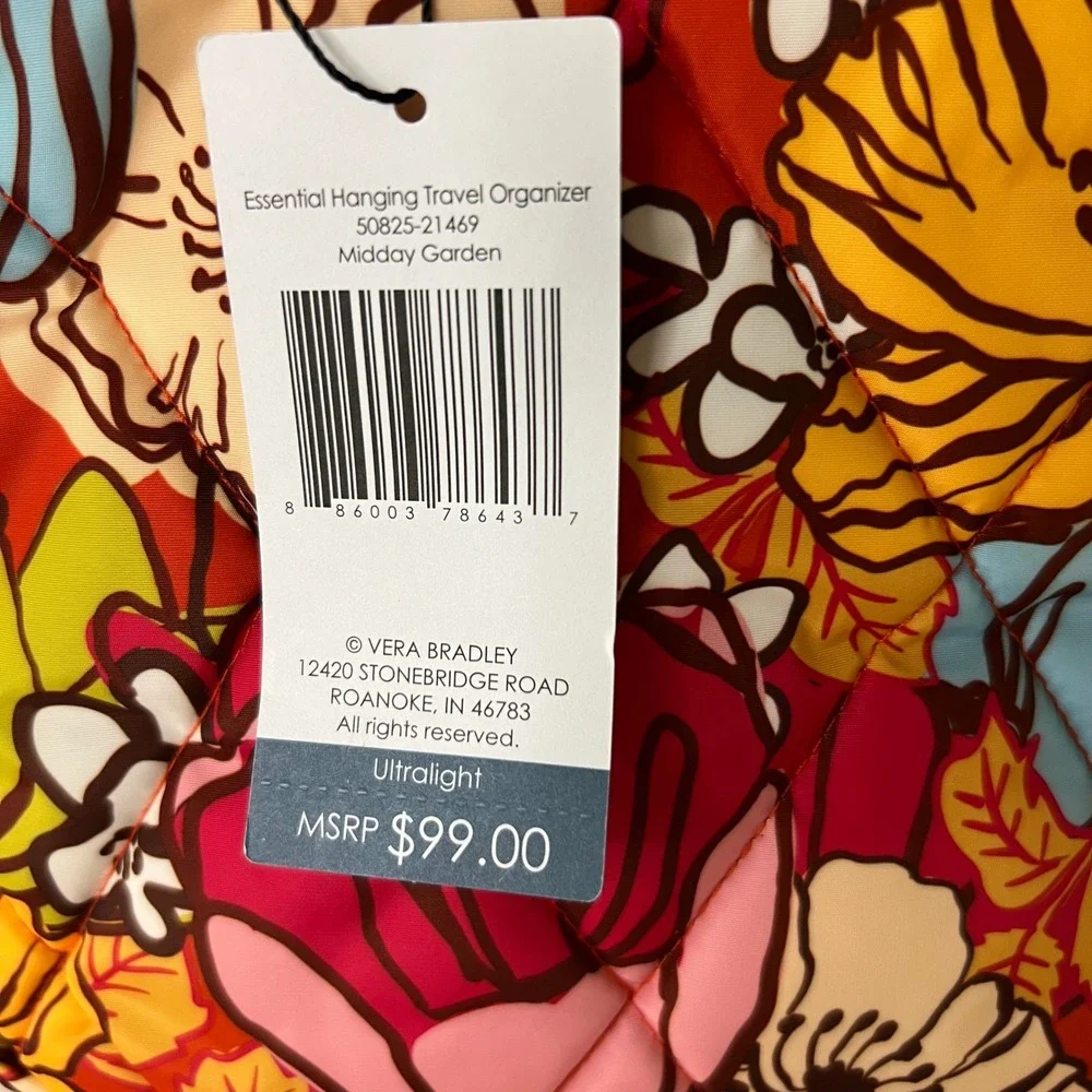 Vera Bradley Essential‎ Hanging Travel Organizer Midday Garden Ultralight NWT